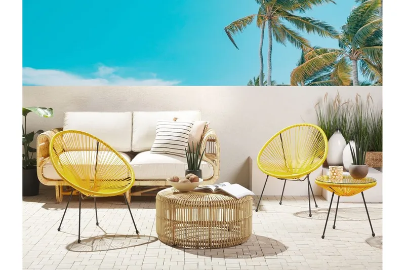 Cayaco Stol 2stk - Polyrattan/Gul - Havemøbler - Havestole - Udendørs lænestol