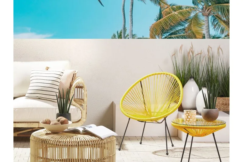 Cayaco Stol - Polyrattan/Gul - Havemøbler - Havestole - Udendørs lænestol