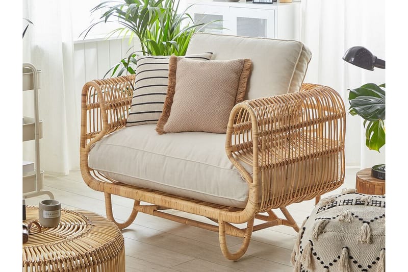 Dolcedo Lænestol - Rattan/Beige - Loungestol udendørs - Udendørs lænestol