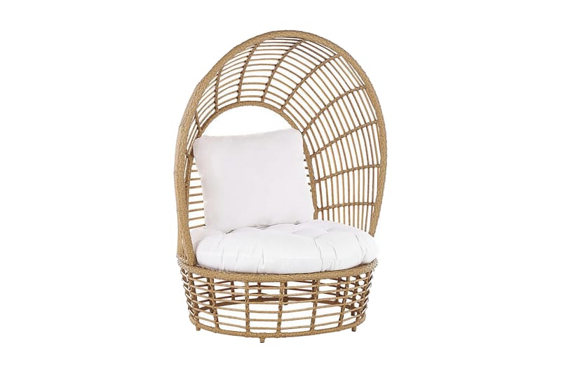 Havelænestol polyrattan Natur/ Hvid LIDO - Træ / natur - Havemøbler - Havestole - Udendørs lænestol