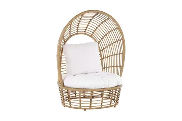 Havelænestol polyrattan Natur/ Hvid LIDO - Træ / natur - Havemøbler - Havestole - Udendørs lænestol