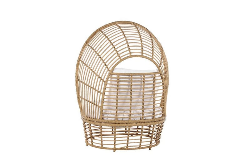 Havelænestol polyrattan Natur/ Hvid LIDO - Træ / natur - Havemøbler - Havestole - Udendørs lænestol