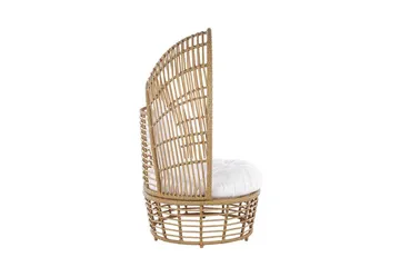 Havelænestol polyrattan Natur/ Hvid LIDO - Træ / natur - Havemøbler - Havestole - Udendørs lænestol