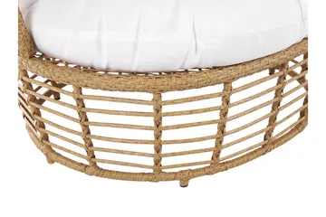 Havelænestol polyrattan Natur/ Hvid LIDO - Træ / natur - Havemøbler - Havestole - Udendørs lænestol