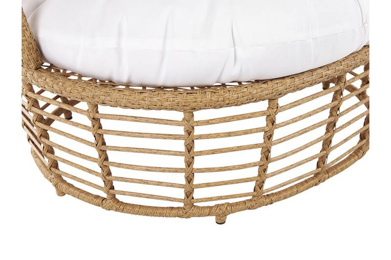 Havelænestol polyrattan Natur/ Hvid LIDO - Træ / natur - Havemøbler - Havestole - Udendørs lænestol