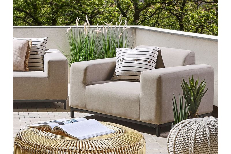 Hughen Lænestol 2stk - Beige/Sort - Havemøbler - Havestole - Udendørs lænestol