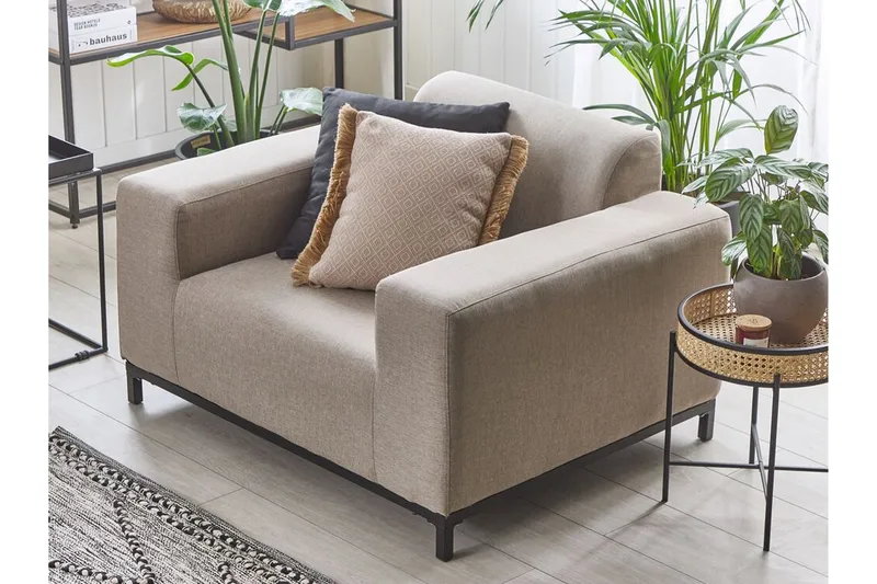 Hughen Lænestol 2stk - Beige/Sort - Havemøbler - Havestole - Udendørs lænestol