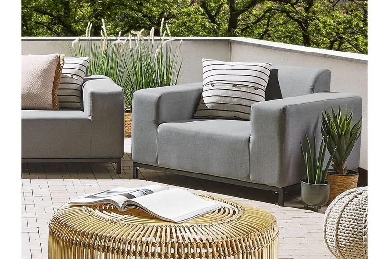 Hughen Lænestol 2stk - Grå/Sort - Havemøbler - Havestole - Udendørs lænestol