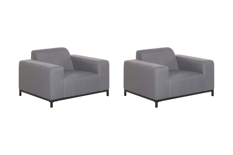 Hughen Lænestol 2stk - Grå/Sort - Havemøbler - Havestole - Udendørs lænestol