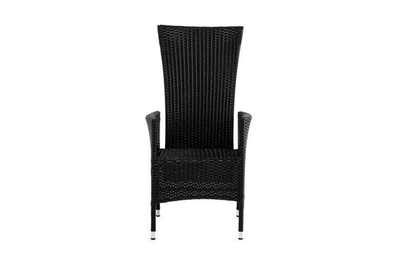 Jenny Justerbar Udendørs Spisestol – Regulerbar Lænestol i Polyrattan - Sort - Havemøbler - Havestole - Udendørs lænestol