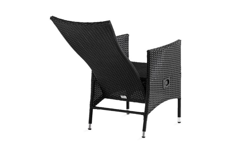 Jenny Justerbar Udendørs Spisestol – Regulerbar Lænestol i Polyrattan - Sort - Havemøbler - Havestole - Udendørs lænestol