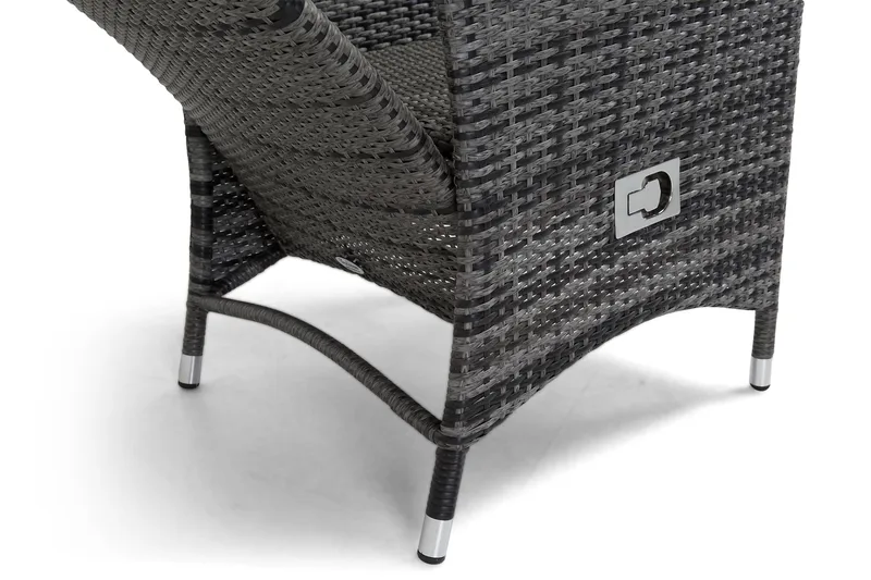Jenny Justerbar Udendørs Spisestol – Regulerbar Lænestol i Polyrattan - Grå - Havemøbler - Havestole - Udendørs lænestol