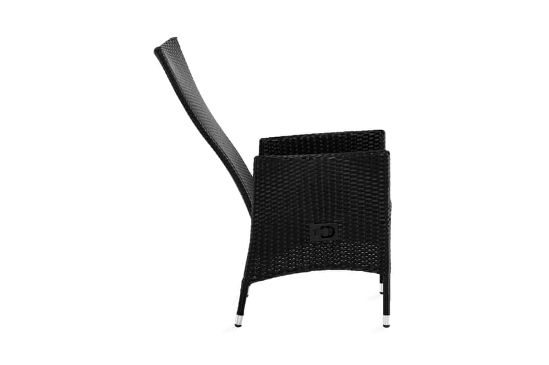 Jenny Justerbar Udendørs Spisestol – Regulerbar Lænestol i Polyrattan - Sort - Havemøbler - Havestole - Udendørs lænestol