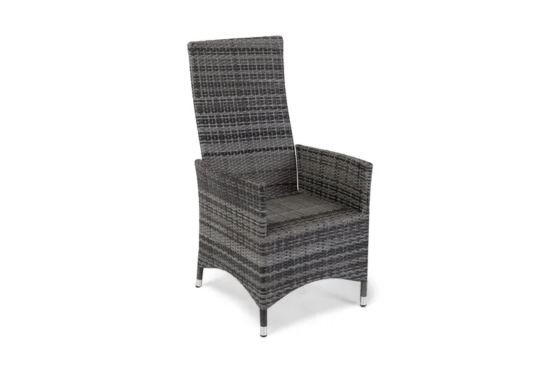 Jenny Justerbar Udendørs Spisestol – Regulerbar Lænestol i Polyrattan - Grå - Havemøbler - Havestole - Udendørs lænestol