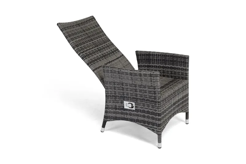 Jenny spisebordsstol til udendørsbrug, indstillelig - justerbar udendørslænestol i polyrattan - Grå - Havemøbler - Havestole - Udendørs lænestol