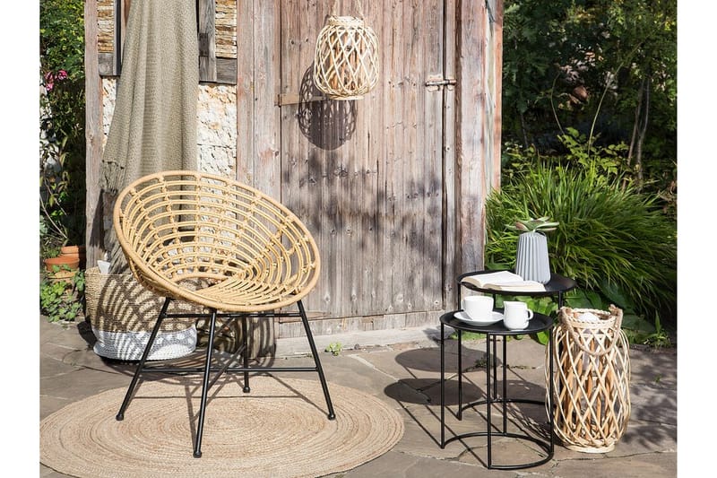 Rattan stol 2 lysebrune ACERRA - Træ / natur - Havemøbler - Havestole - Udendørs lænestol