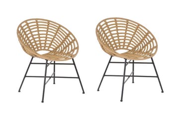 Rattan stol 2 lysebrune ACERRA - Træ / natur - Havemøbler - Havestole - Udendørs lænestol