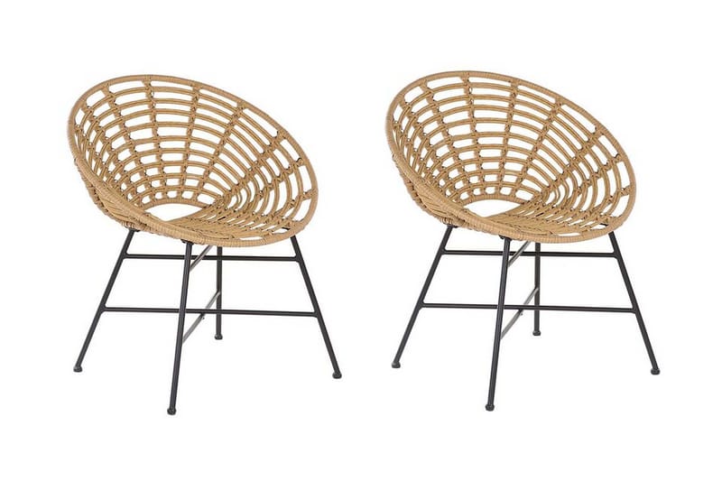 Rattan stol 2 lysebrune ACERRA - Træ / natur - Havemøbler - Havestole - Udendørs lænestol