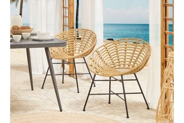 Rattan stol 2 lysebrune ACERRA - Træ / natur - Havemøbler - Havestole - Udendørs lænestol