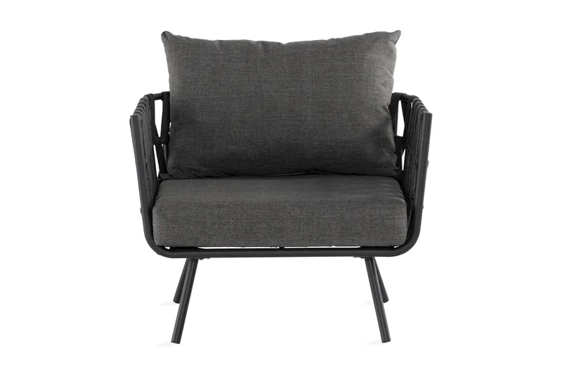 Sandina Lænestol - Reb/Sort/Grå - Havemøbler - Havestole - Udendørs lænestol