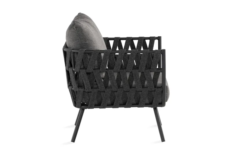 Sandina Lænestol - Reb/Sort/Grå - Havemøbler - Havestole - Udendørs lænestol