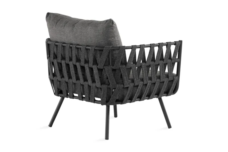 Sandina Lænestol - Reb/Sort/Grå - Havemøbler - Havestole - Udendørs lænestol