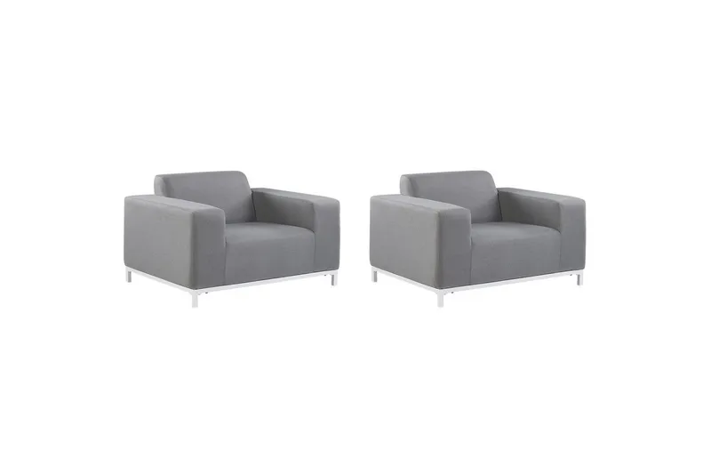 Lænestolesæt med 2 Rovigo, Grå, hvid