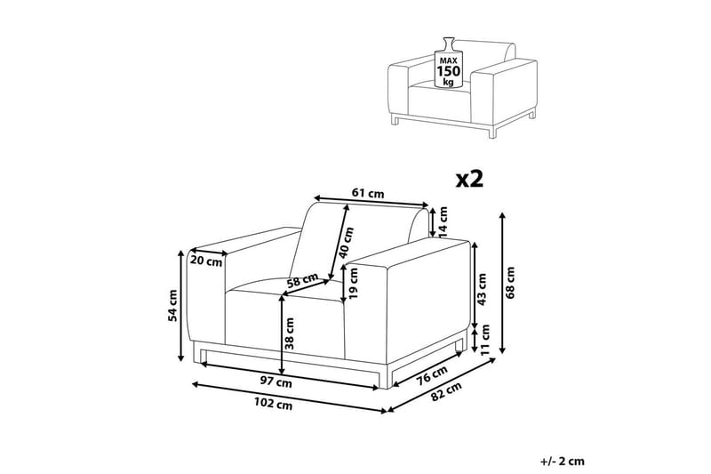 Lænestolesæt med 2 Rovigo - Lysegrå, hvid - Havemøbler - Havestole - Udendørs lænestol