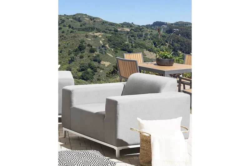 Lænestolesæt med 2 Rovigo - Lysegrå, hvid - Havemøbler - Havestole - Udendørs lænestol