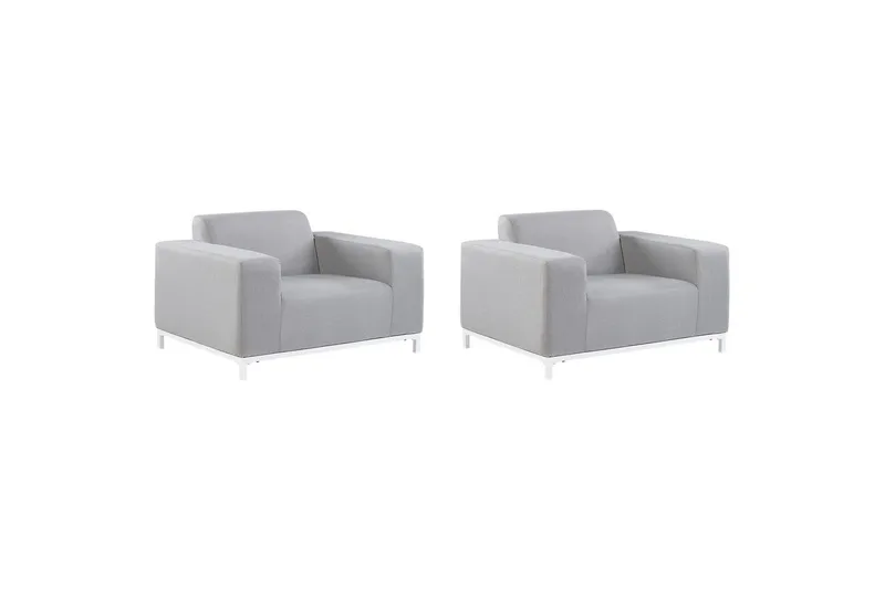 Lænestolesæt med 2 Rovigo, Lysegrå, hvid