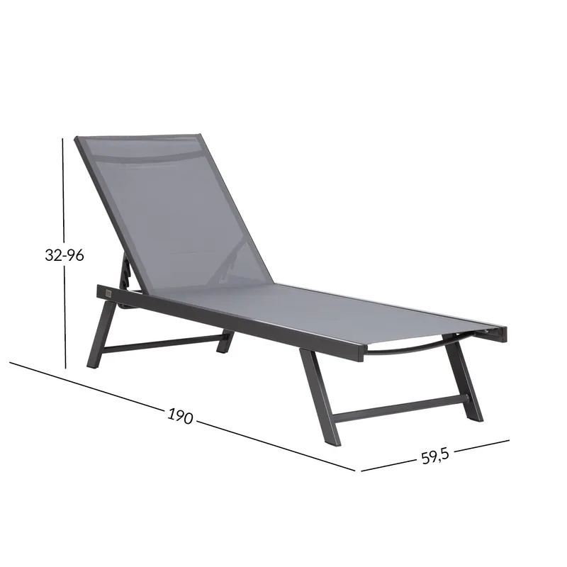 Liggestol HOME4YOU Ario Mørkegrå - mørkegrå - Havemøbler - Havestole - Solseng & solvogn