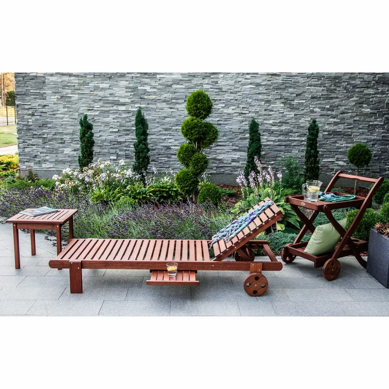 Liggestol HOME4YOU Malay Meranti - naturlig brun - Havemøbler - Havestole - Solseng & solvogn