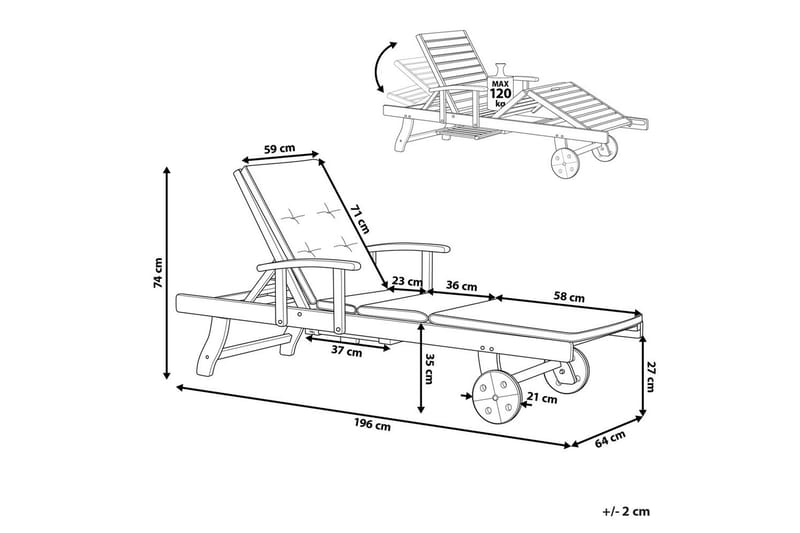 Liggestol med hynde Amantea - Havemøbler - Havestole - Solseng & solvogn