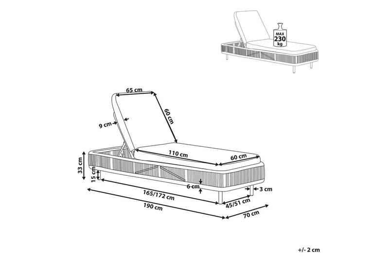 Liggestol Osini - Naturligt, beige - Havemøbler - Havestole - Solseng & solvogn