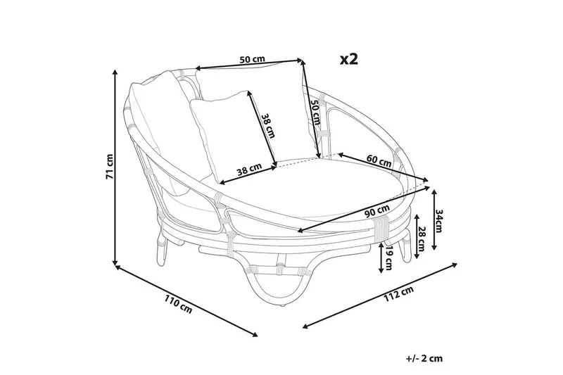 Liggestolesæt med 2 Rossano - Sort, beige - Havemøbler - Havestole - Udendørs lænestol