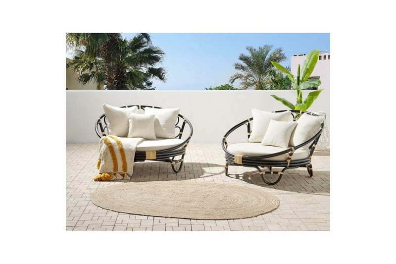 Liggestolesæt med 2 Rossano - Sort, beige - Havemøbler - Havestole - Udendørs lænestol