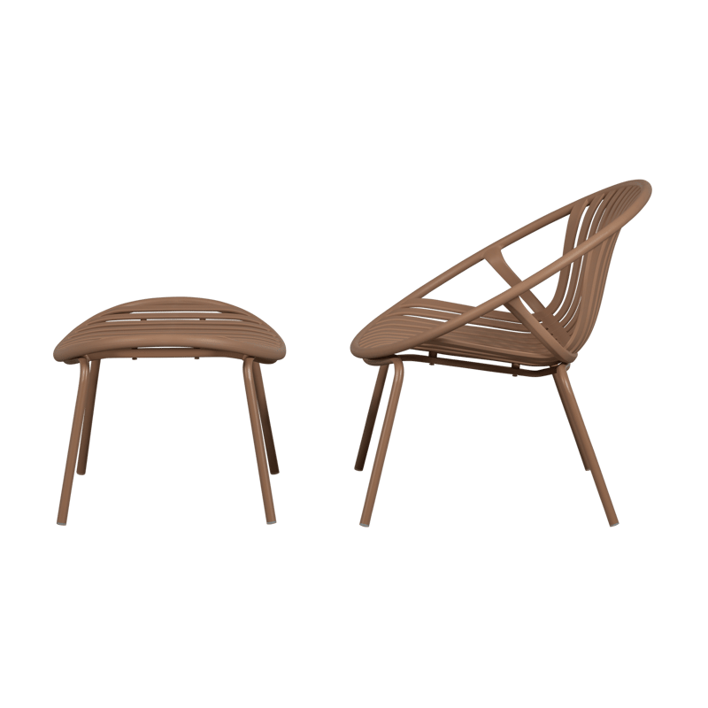 Loungestol + fodskammel Bruce udendørs - Laksefarvet - Havemøbler - Havestole - Udendørs lænestol