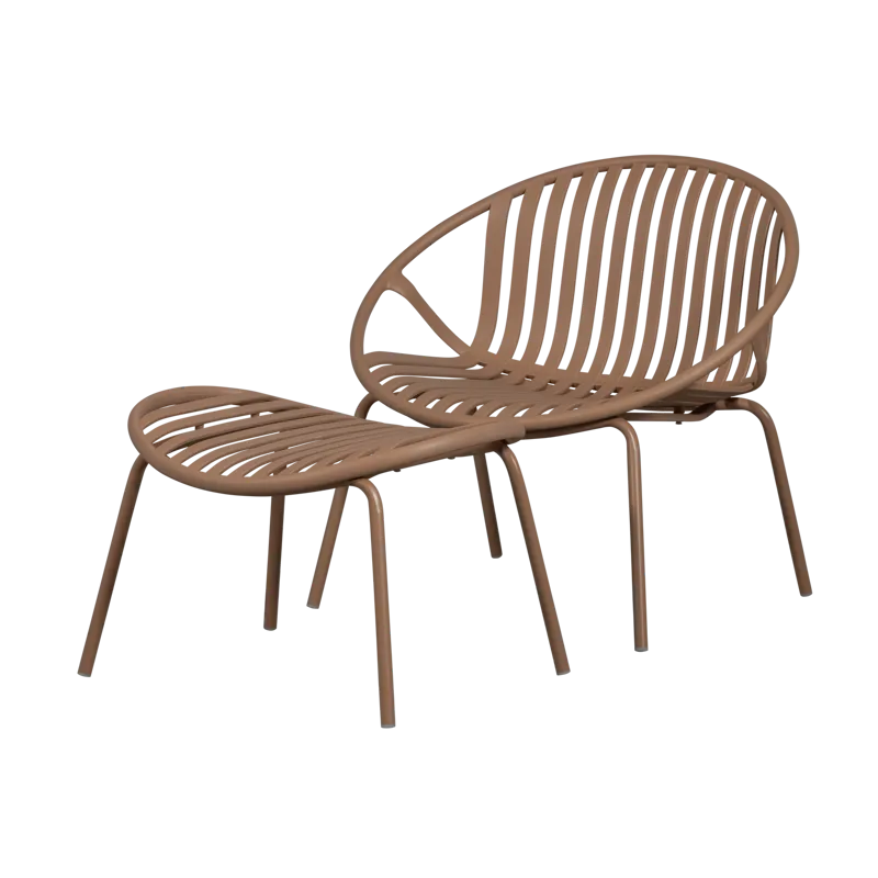 Loungestol + fodskammel Bruce udendørs, Laksefarvet