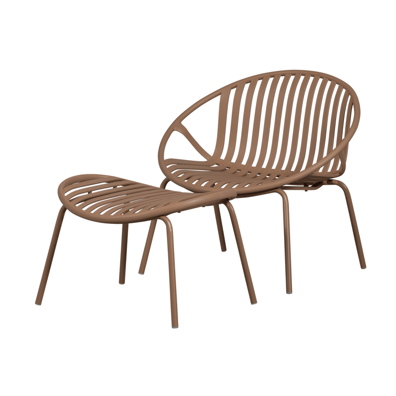 Loungestol + fodskammel Bruce udendørs, Laksefarvet