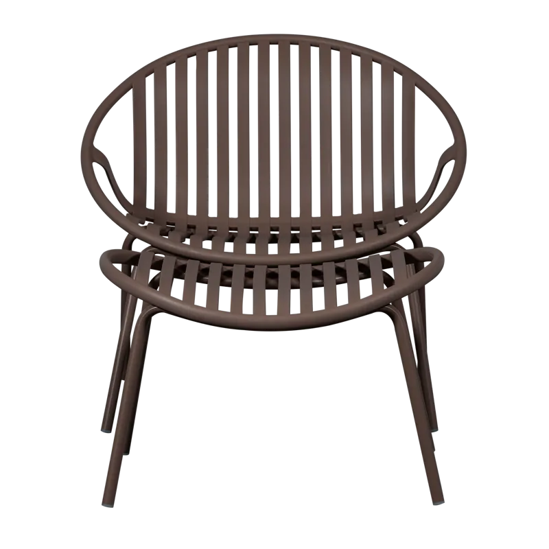 Loungestol + fodskammel Bruce udendørs - Lilla/Brun - Havemøbler - Havestole - Udendørs lænestol