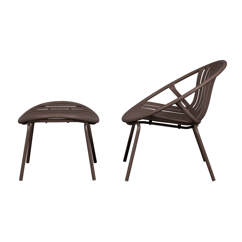 Loungestol + fodskammel Bruce udendørs - Lilla/Brun - Havemøbler - Havestole - Udendørs lænestol