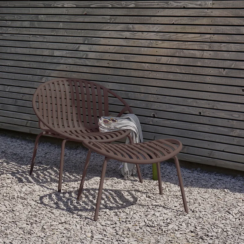 Loungestol + fodskammel Bruce udendørs - Lilla/Brun - Havemøbler - Havestole - Udendørs lænestol