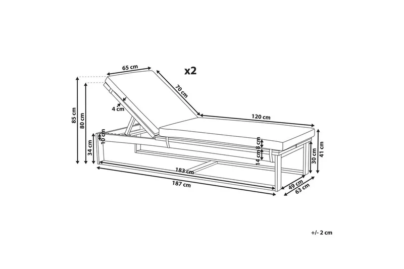 Loungestol Azzanello sæt af 2 - Havemøbler - Havestole - Solseng & solvogn