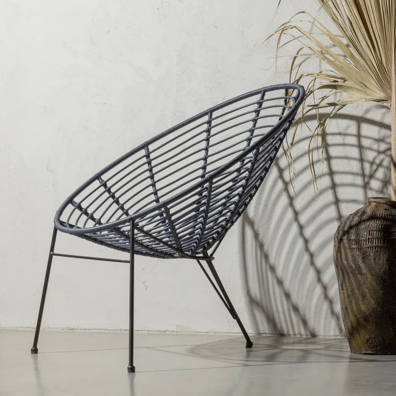 Loungestol Jane 72 cm udendørs - Blæk - Havemøbler - Havestole - Udendørs lænestol