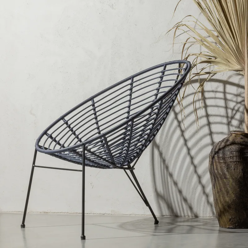 Loungestol Jane 72 cm udendørs - Blæk - Havemøbler - Havestole - Udendørs lænestol