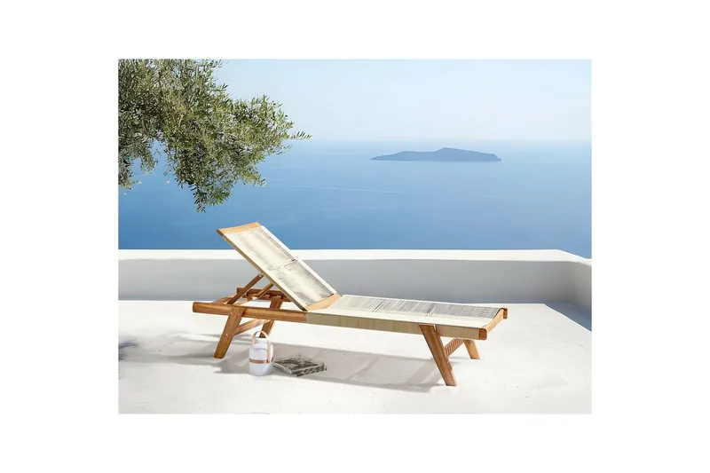 Loungestol Prossedi Beige/lyst træ - Beige/lyst træ - Havemøbler - Havestole - Solseng & solvogn