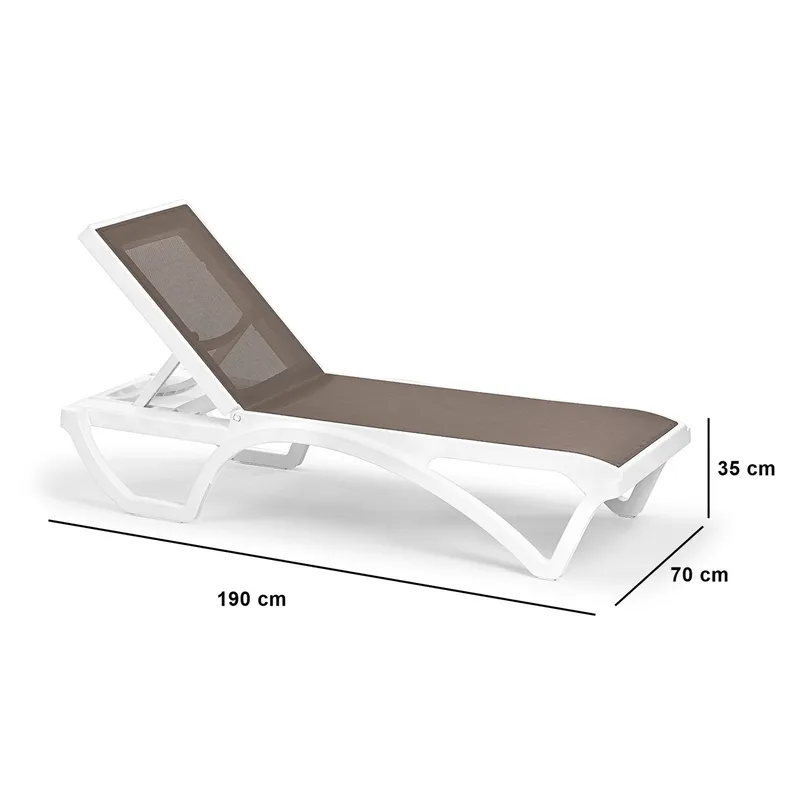 Muneo Solseng 190 cm - Hvid / taupe - Havemøbler - Havestole - Solseng & solvogn