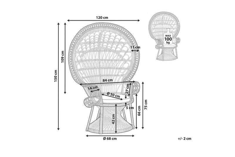 Påfuglestol Emmanuelle - Hvid - Havemøbler - Havestole - Udendørs lænestol