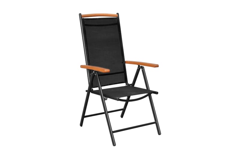 Foldbare Havestole 2 Stk. Aluminium Og Textilene Sort - Sort - Positionsstole