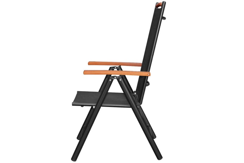 Foldbare Havestole 2 Stk. Aluminium Og Textilene Sort - Sort - Positionsstole